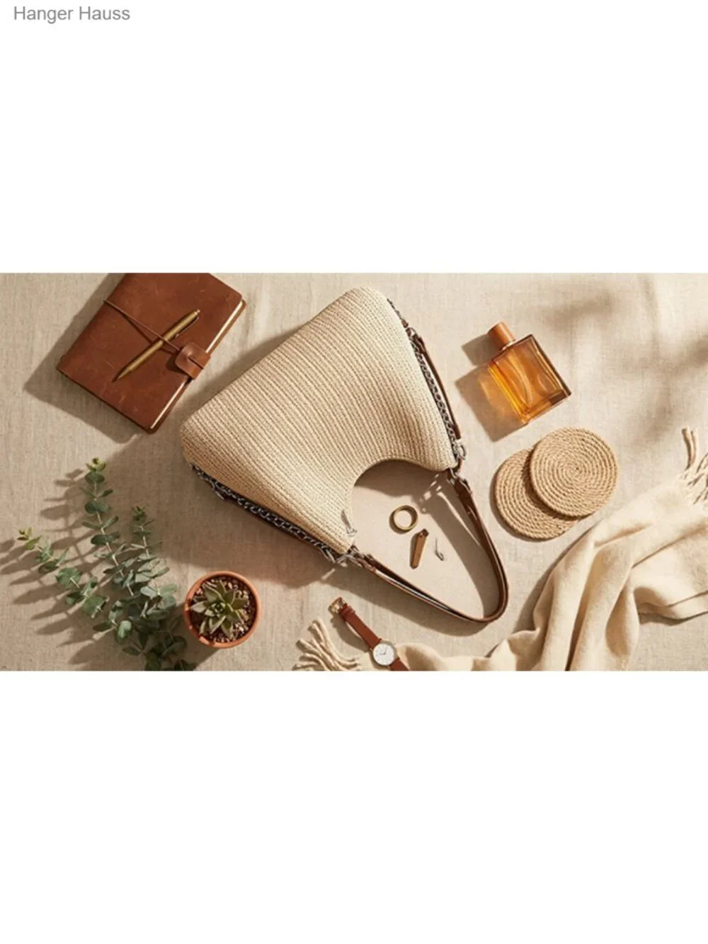 Woven Straw Beach Hobo Purse with Adjustable Strap